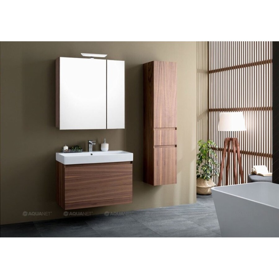 Зеркальный шкаф Aquanet Нью-Йорк 85см, орех, 00203954