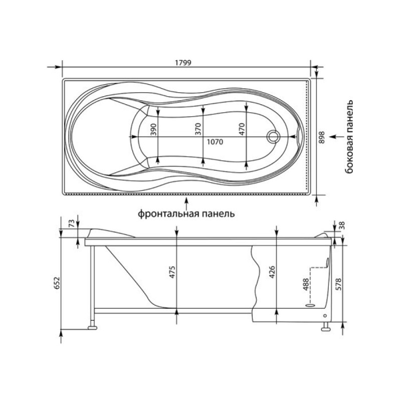 Ванна акриловая Aquanet Grenada 00203973 180 x 90 см