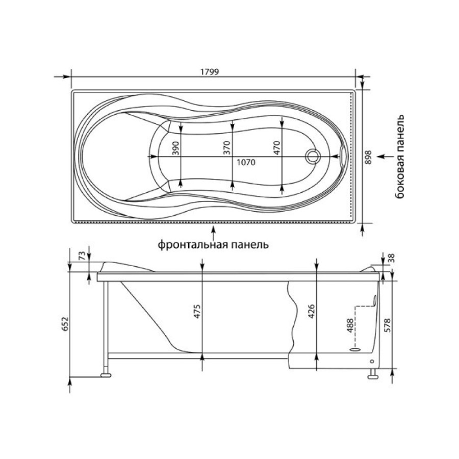 Ванна акриловая Aquanet Grenada 00203973 180 x 90 см