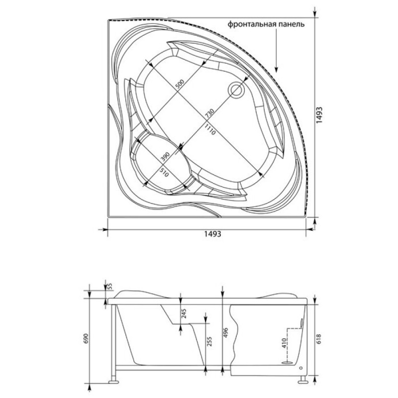 Ванна акриловая Aquanet Malta New 150 x 150 см, цвет белый, 204003