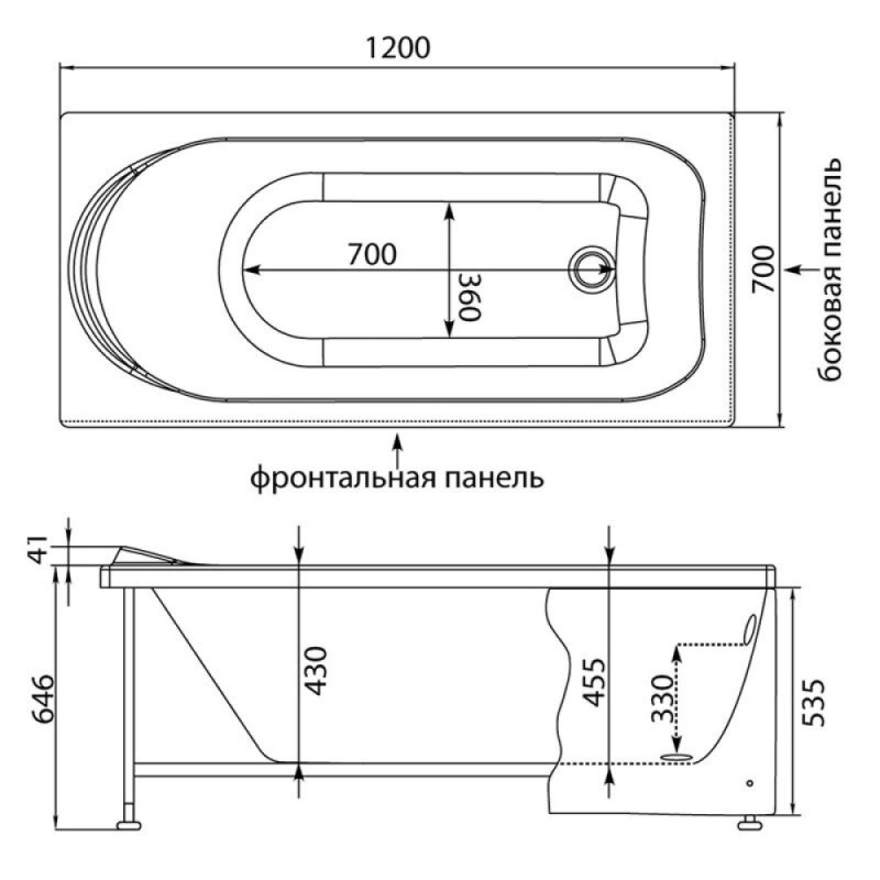 Акриловая ванна Aquanet West 120x70 204050 белая