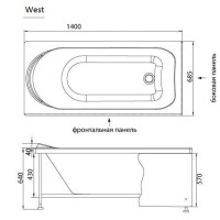 Ванна акриловая Aquanet West 140 x 70 см (204052)