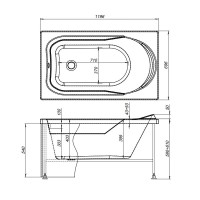 Ванна акриловая Aquanet West 00205558, 120 x 70 см, с каркасом, цвет белый