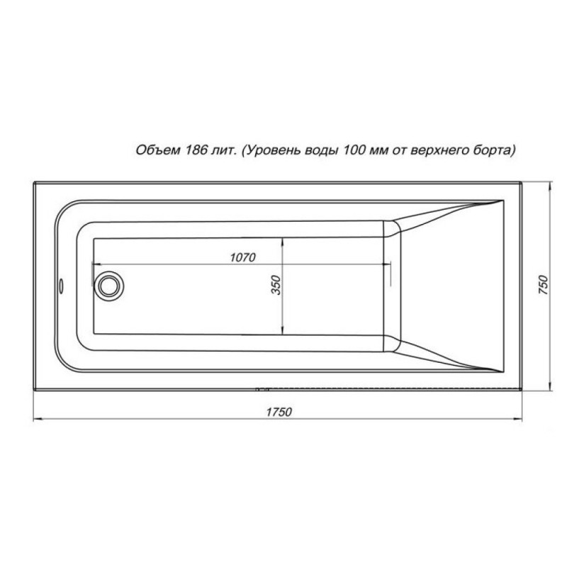 Ванна акриловая Aquanet Bright 175 x 75 см со сварным каркасом, цвет белый, 216660