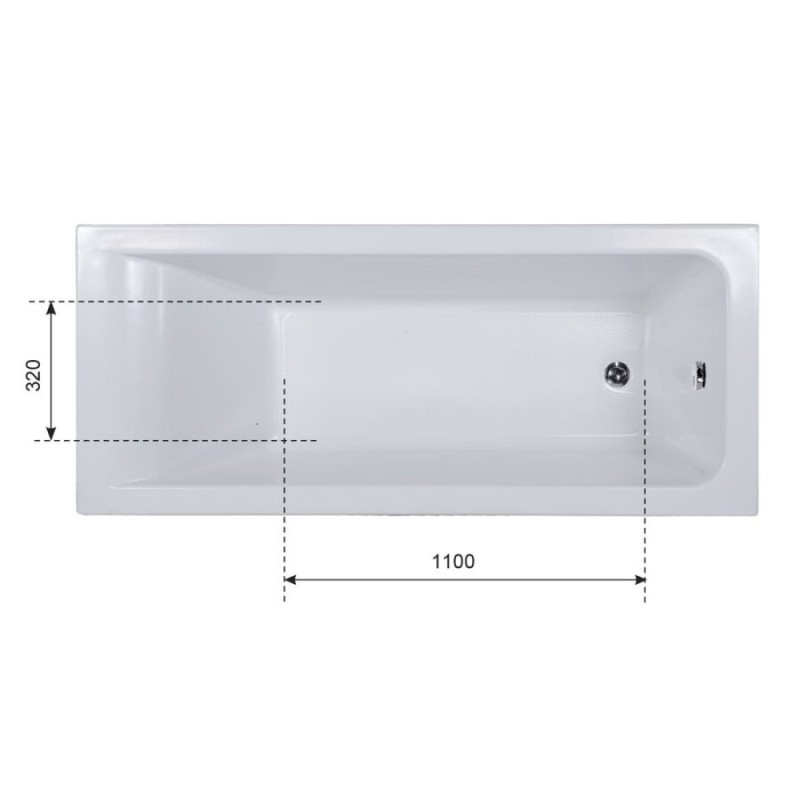 Ванна акриловая Aquanet Bright 180 x 70 см, с каркасом, цвет белый, 216662