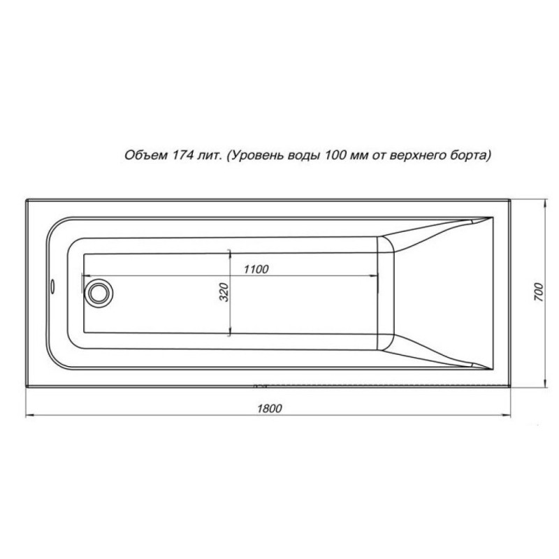 Ванна акриловая Aquanet Bright 180 x 70 см, с каркасом, цвет белый, 216662