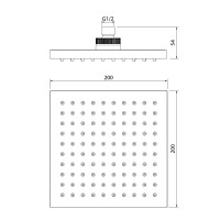 Верхний душ Iddis 00220SPI64, 20х20 см, 1 режим струи, без держателя