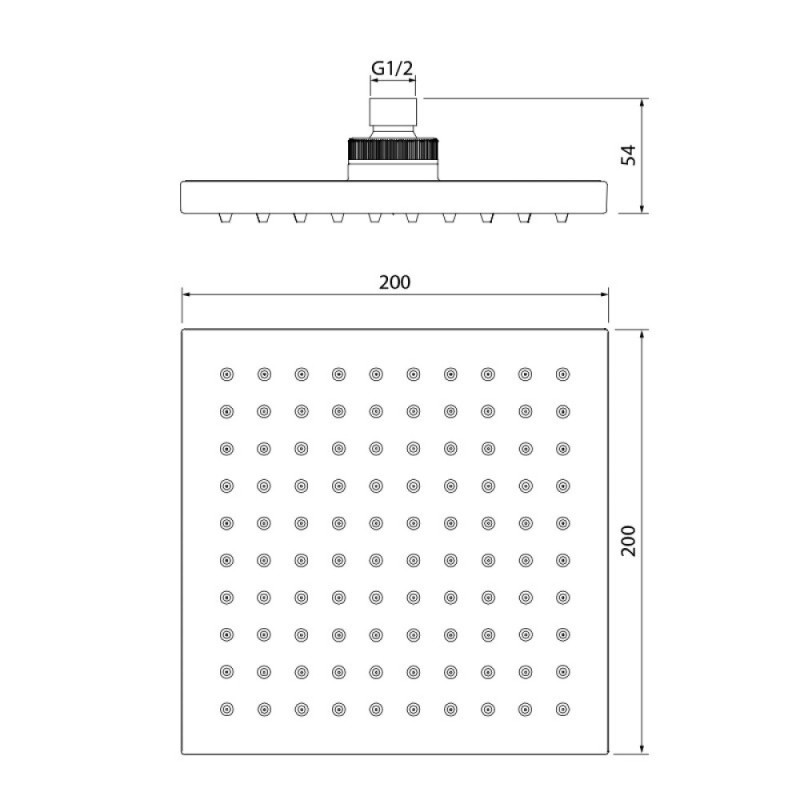 Верхний душ Iddis 00220SPI64, 20х20 см, 1 режим струи, без держателя