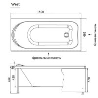 Ванна акриловая Aquanet West New 00239760, 150 x 70 см