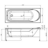 Ванна акриловая Aquanet West 00240463, 170 x 70 см, с каркасом, цвет белый