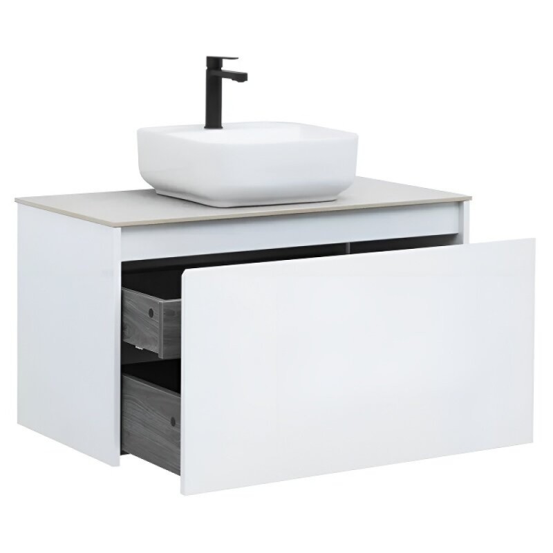 Тумба под раковину Aquanet Nova Lite 242257, 90 см, 1+1 ящик в ящике, цвет белый глянец