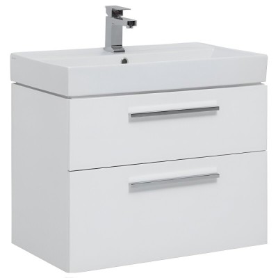 Тумба под раковину Aquanet Nova 242262, 75 см, 2 ящика, цвет белый глянец