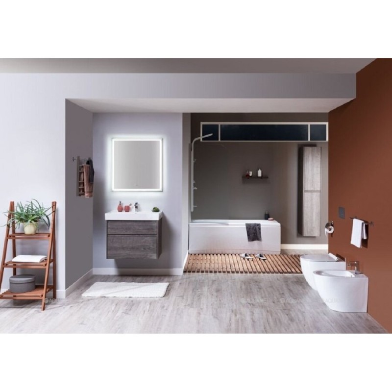 Зеркало Aquanet Nova Lite 242263, 90 см, с LED подсветкой, цвет дуб рошелье
