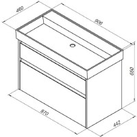 Тумба под раковину Aquanet Nova Lite 242268, 90 см, 2 ящика, цвет белый глянец