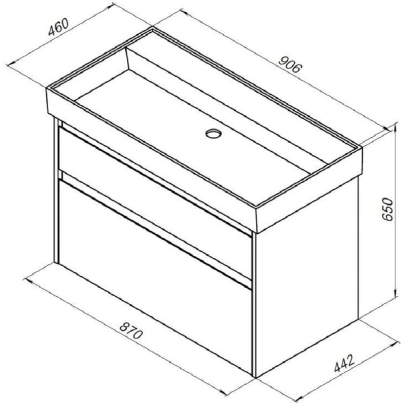 Тумба под раковину Aquanet Nova Lite 242268, 90 см, 2 ящика, цвет белый глянец