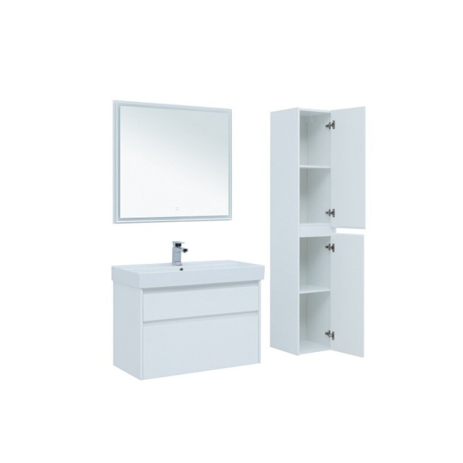 Тумба под раковину Aquanet Nova Lite 242268, 90 см, 2 ящика, цвет белый глянец