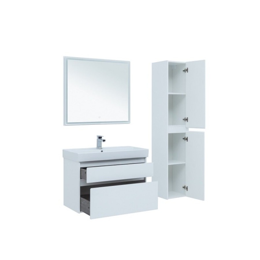 Тумба под раковину Aquanet Nova Lite 242268, 90 см, 2 ящика, цвет белый глянец