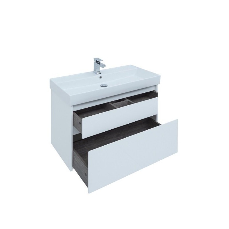 Тумба под раковину Aquanet Nova Lite 242268, 90 см, 2 ящика, цвет белый глянец