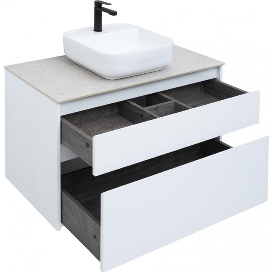 Тумба под раковину Aquanet Nova Lite 242268, 90 см, 2 ящика, цвет белый глянец