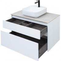 Тумба под раковину Aquanet Nova Lite 242268, 90 см, 2 ящика, цвет белый глянец