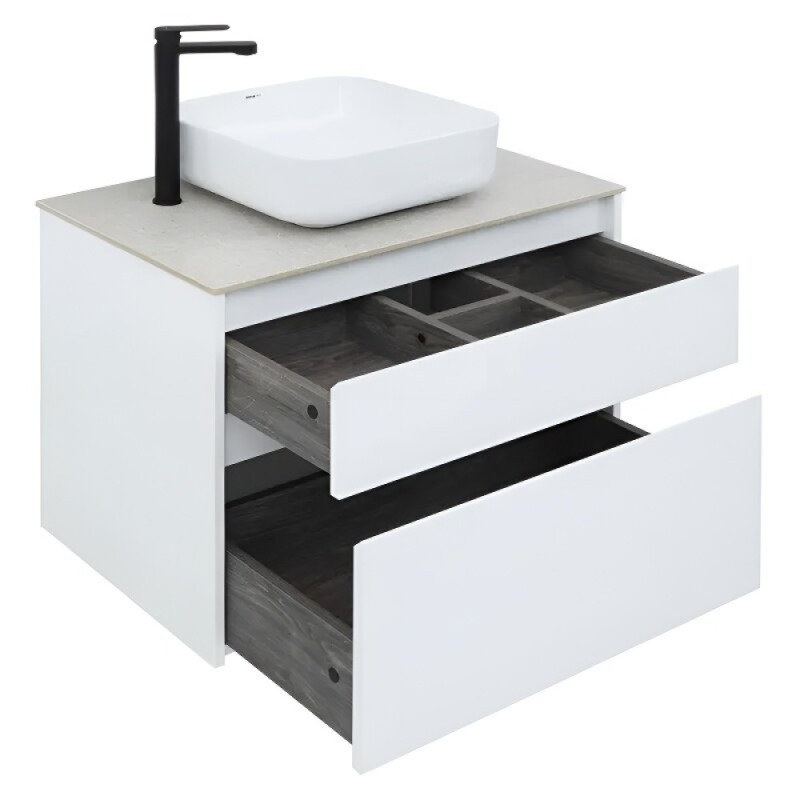 Тумба под раковину Aquanet Nova Lite 242272, 75 см, 2 ящика, цвет белый глянец