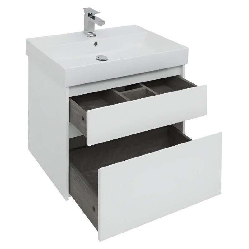 Тумба под раковину Aquanet Nova Lite 242272, 75 см, 2 ящика, цвет белый глянец