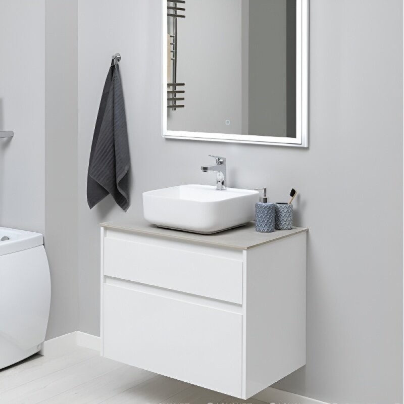 Тумба под раковину Aquanet Nova Lite 242272, 75 см, 2 ящика, цвет белый глянец
