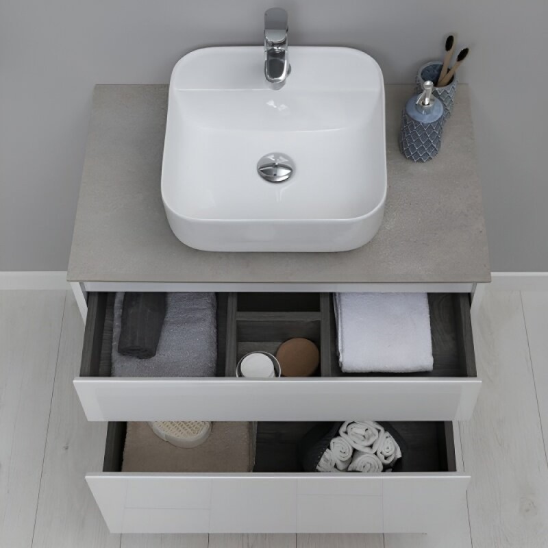 Тумба под раковину Aquanet Nova Lite 242272, 75 см, 2 ящика, цвет белый глянец