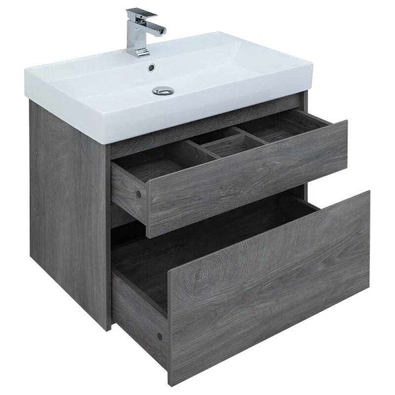Тумба под раковину Aquanet Nova Lite 242273, 75 см, 2 ящика, цвет дуб рошелье