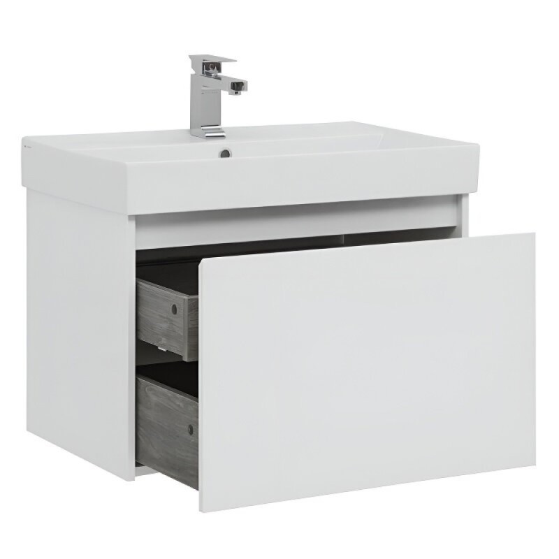 Тумба под раковину Aquanet Nova Lite 242275, 75 см, 1+1 ящик в ящике, цвет белый глянец