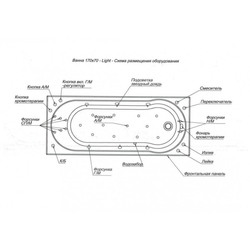 Ванна акриловая Aquanet Light 170 x 70 см 00242509, белая