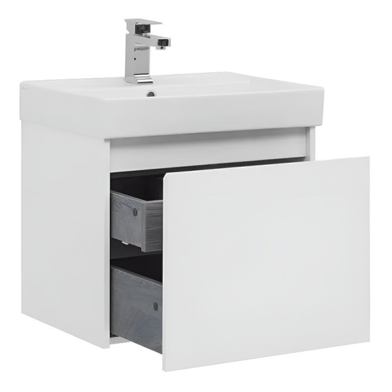 Тумба под раковину Aquanet Nova Lite 242574, 60 см, 1+1 ящик в ящике, цвет белый глянец