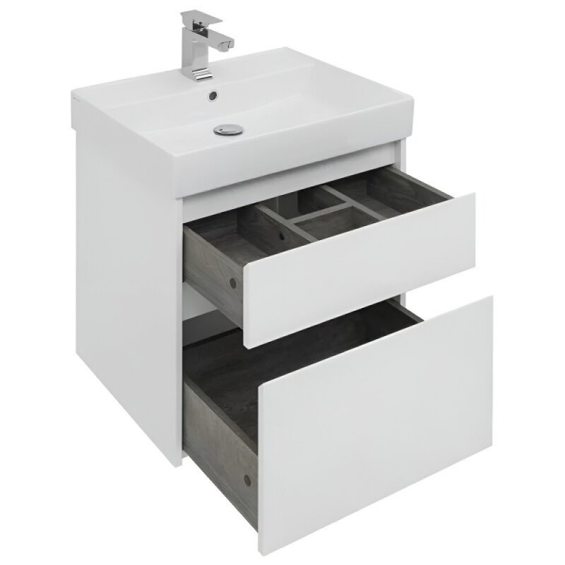 Тумба под раковину Aquanet Nova Lite 242575, 60 см, 2 ящика, цвет белый глянец