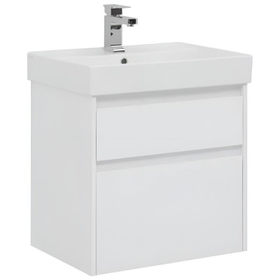Тумба под раковину Aquanet Nova Lite 242575, 60 см, 2 ящика, цвет белый глянец