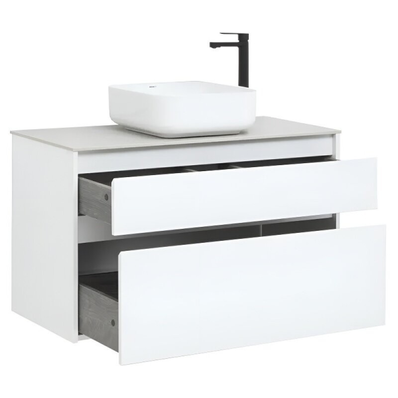 Тумба под раковину Aquanet Nova Lite 242580, 100 см, 1+1 ящик в ящике, цвет белый глянец