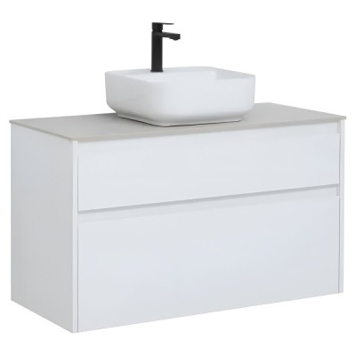 Тумба под раковину Aquanet Nova Lite 242581, 100 см, 2 ящика, цвет белый глянец