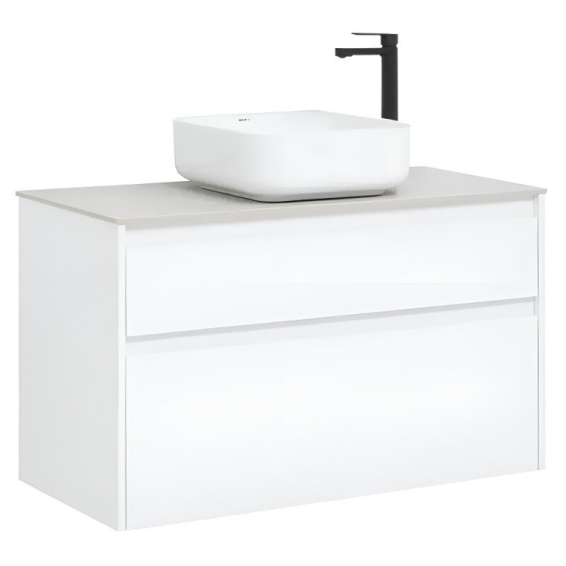 Тумба под раковину Aquanet Nova Lite 242581, 100 см, 2 ящика, цвет белый глянец