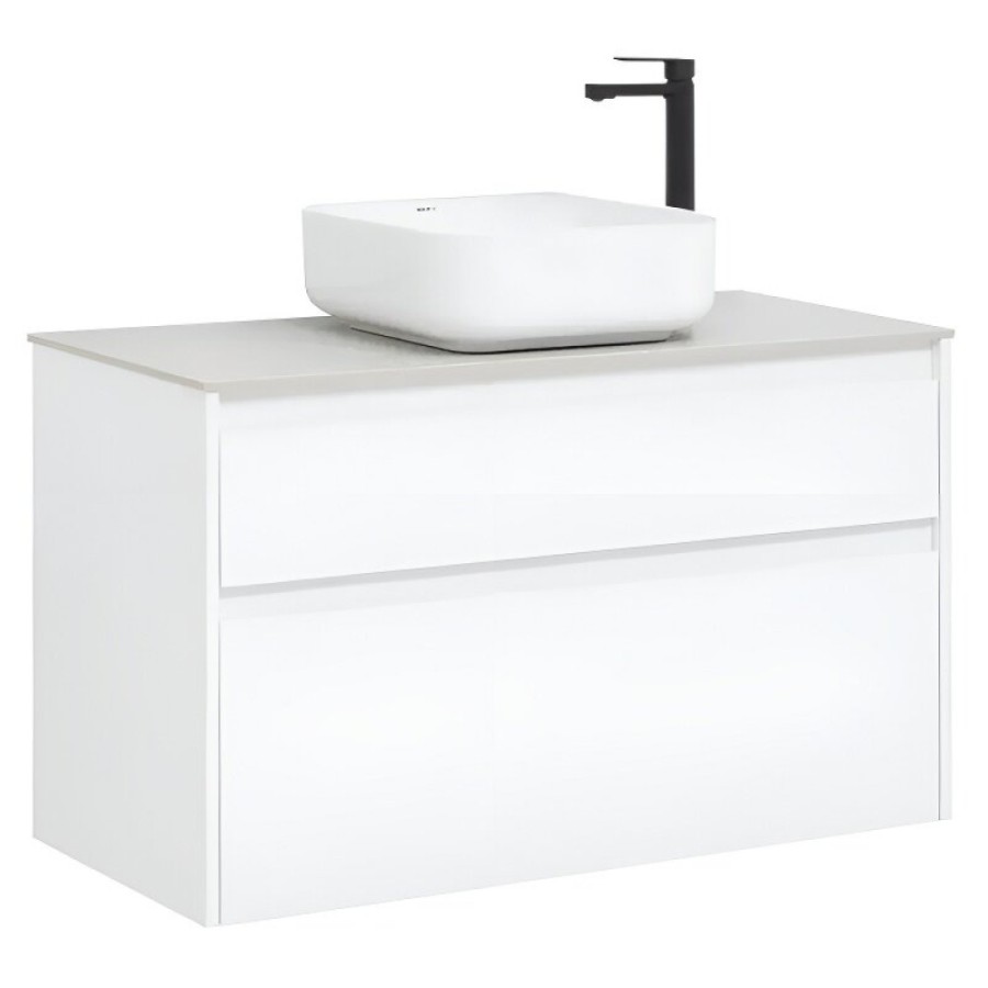 Тумба под раковину Aquanet Nova Lite 242581, 100 см, 2 ящика, цвет белый глянец