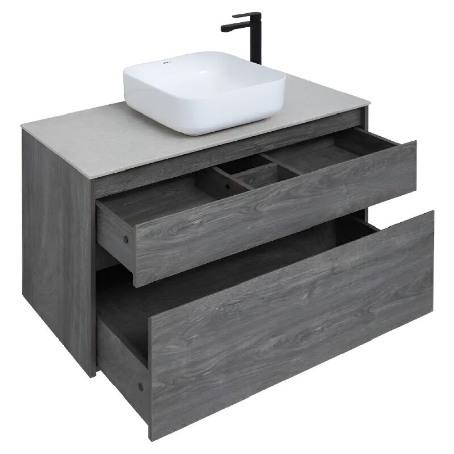 Тумба под раковину Aquanet Nova Lite 242582, 100 см, 2 ящика, цвет дуб рошелье