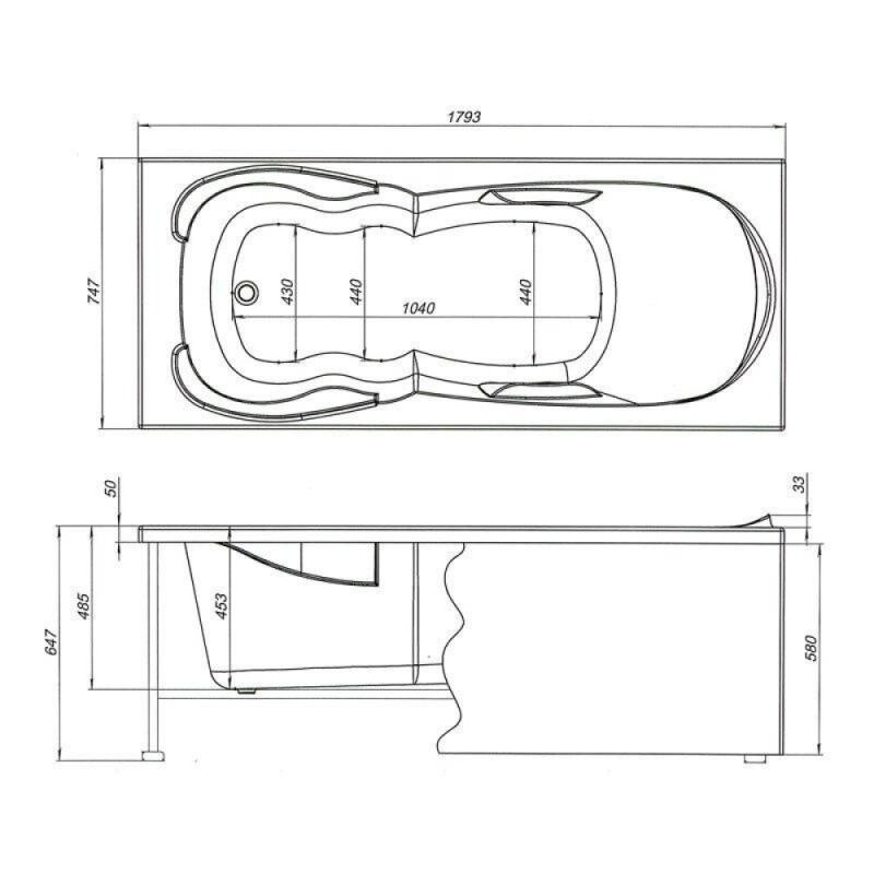 Акриловая ванна Aquanet Viola 180 x 75 см, цвет белый, New, 00242744