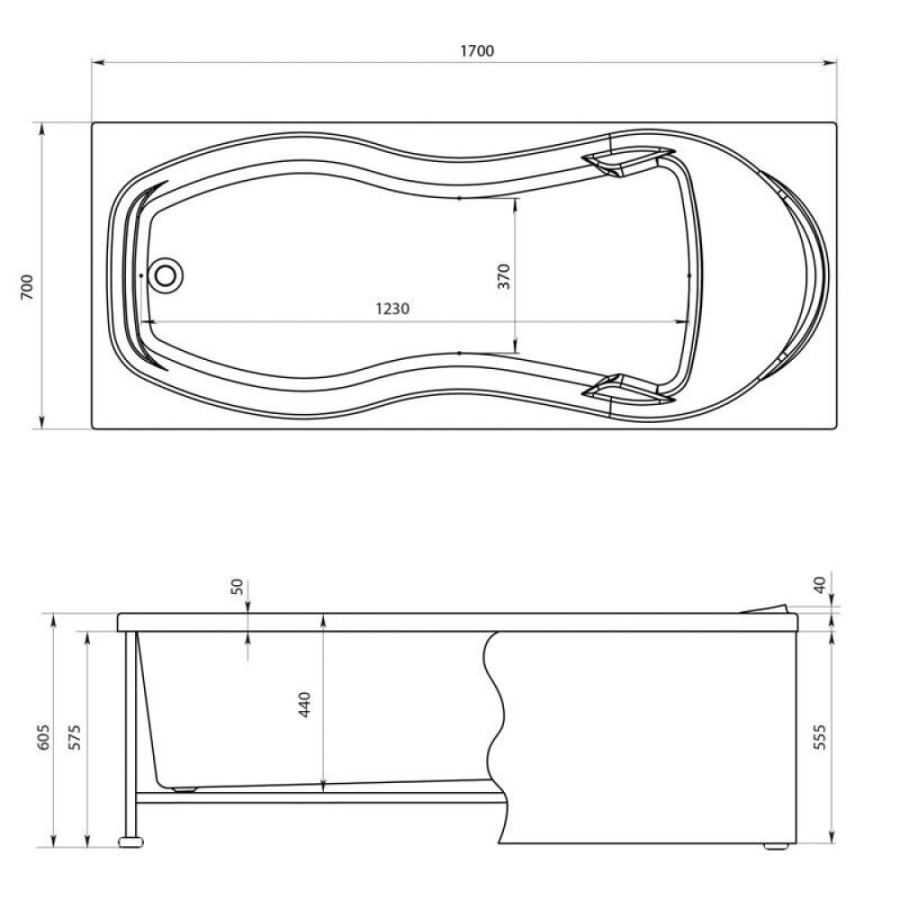 Ванна акриловая Aquanet Tessa New 170 x 70 см 00242924