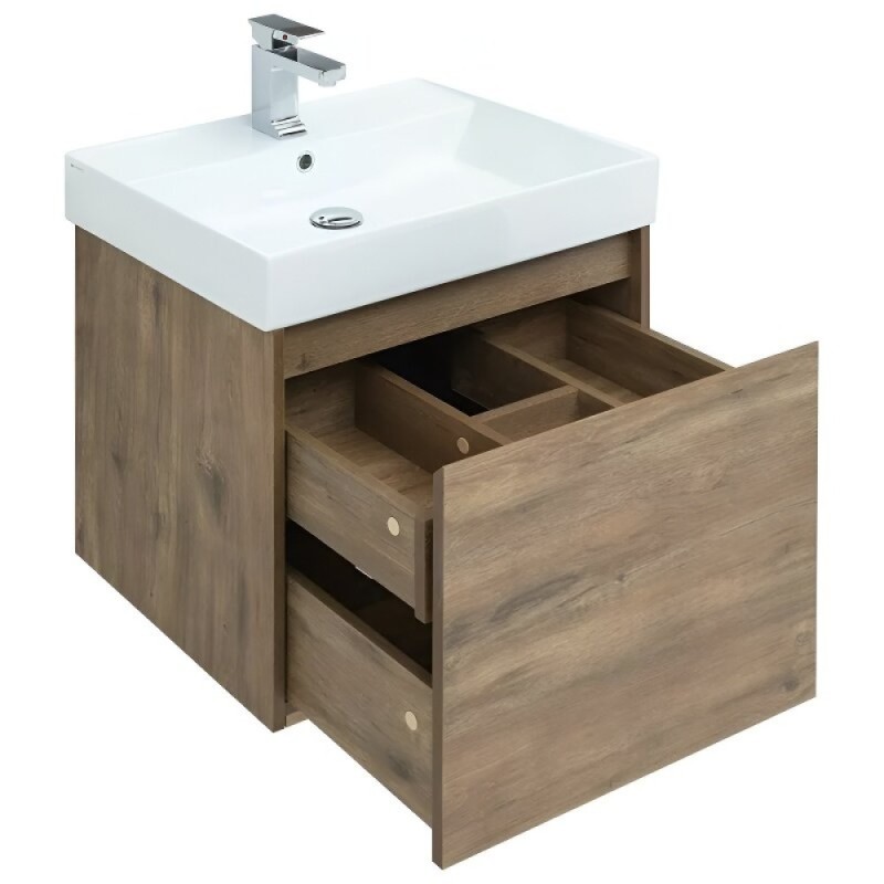 Тумба под раковину Aquanet Nova Lite 249511, 60 см, 1+1 ящик в ящике, цвет дуб рустикальный