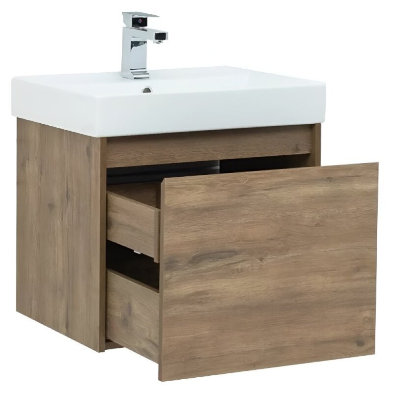 Тумба под раковину Aquanet Nova Lite 249511, 60 см, 1+1 ящик в ящике, цвет дуб рустикальный