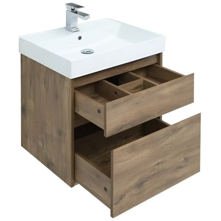 Тумба под раковину Aquanet Nova Lite 249512, 60 см, 2 ящика, цвет дуб рустикальный