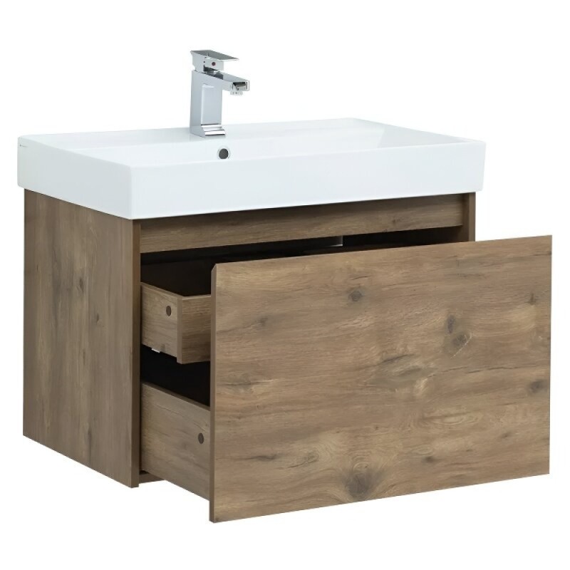 Тумба под раковину Aquanet Nova Lite 249514, 75 см, 1+1 ящик в ящике, цвет дуб рустикальный