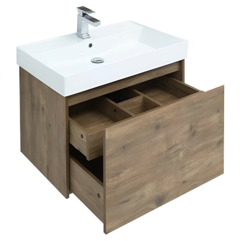 Тумба под раковину Aquanet Nova Lite 249514, 75 см, 1+1 ящик в ящике, цвет дуб рустикальный