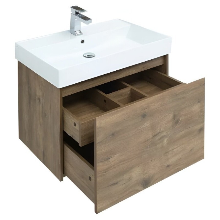 Тумба под раковину Aquanet Nova Lite 249514, 75 см, 1+1 ящик в ящике, цвет дуб рустикальный