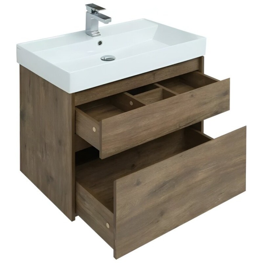 Тумба под раковину Aquanet Nova Lite 249515, 75 см, 2 ящика, цвет дуб рустикальный