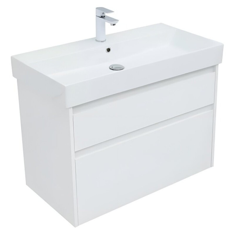 Тумба под раковину Aquanet Nova Lite 249936, 85 см, 2 ящика, цвет белый глянец