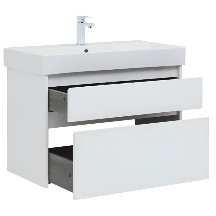 Тумба под раковину Aquanet Nova Lite 249936, 85 см, 2 ящика, цвет белый глянец